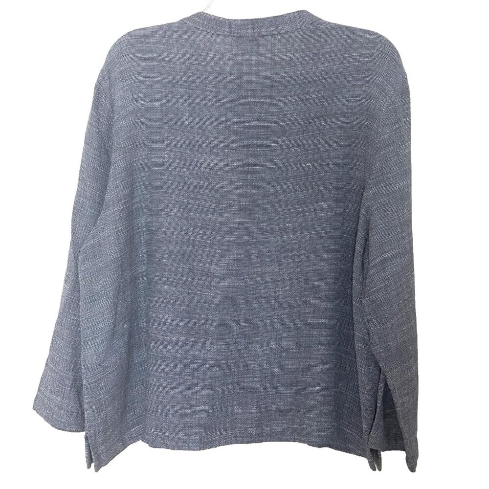 Eileen Fisher Button Front Blouse Medium Linen Blend Business Casual Relaxed Fit - Picture 2 of 10